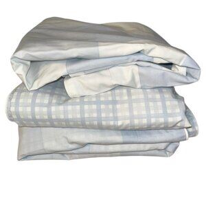 Yves delorme paris made in France blue reversible Gingham Patchwork 3 Queen sham